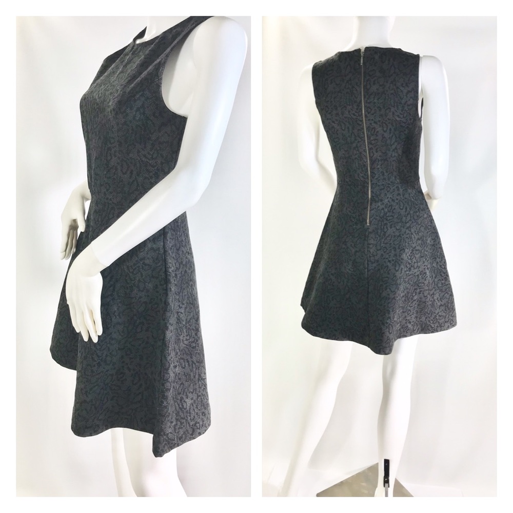 Rebecca Taylor Gray Snake Fit & Flare Dress Small